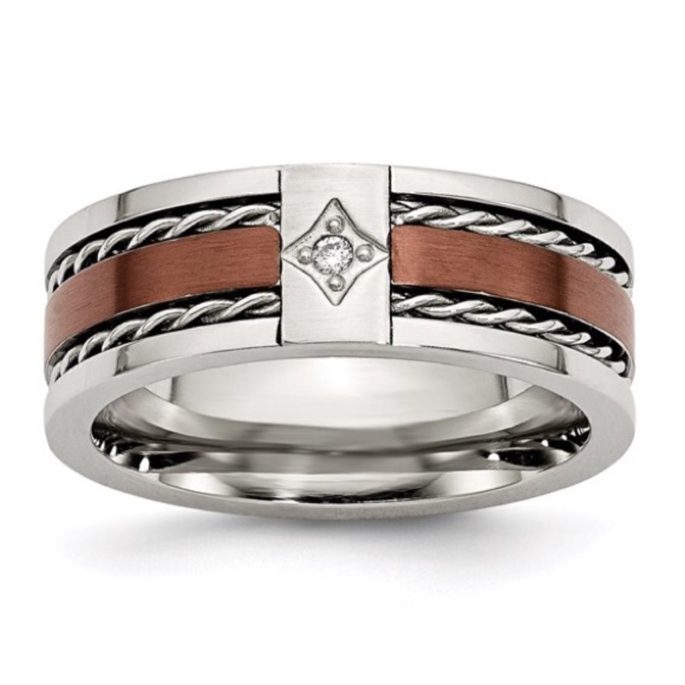 Man's stainless steel diamond band by Chisel